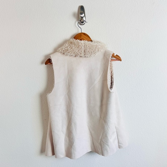 Suede Cream Tan Faux Fur Layering Vest - Picture 5 of 5